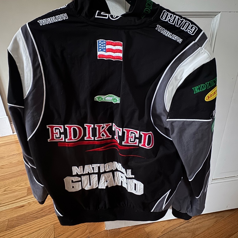 Edikted Black Gray Patchwork Bomber Jacket - image 2